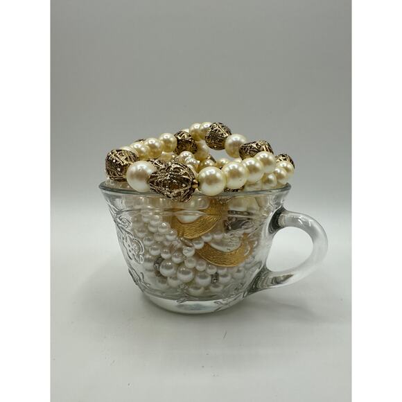 Vintage Anchor Hocking Savannah Punch Cup Mystery Pearl Necklace Jar VTG to Mod - Picture 1 of 4